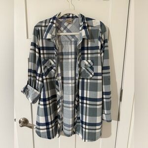 Como Vintage Blue and White Plaid Button Down Shirt